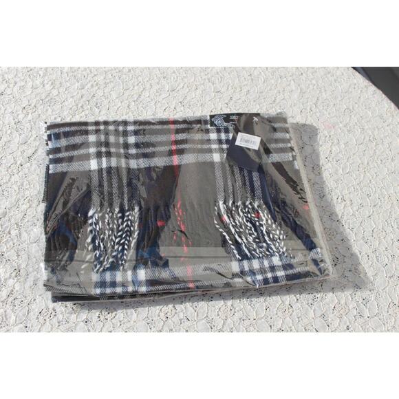 Janice Apparel Women's Faux Cashmere Scarf Black Plaid & Fringe Italian Design - Picture 7 of 9